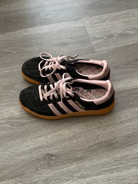 adidas Black and Pink Spezial Suede Sneakers with Gum Sole